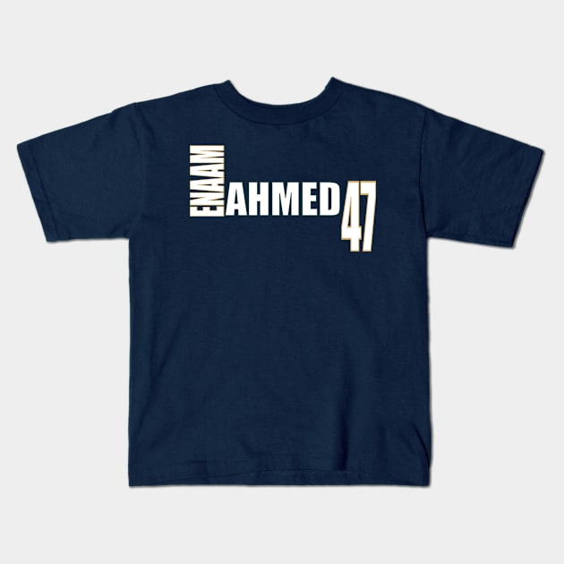 Enaam Ahmed '23 white text Kids T-Shirt by SteamboatJoe